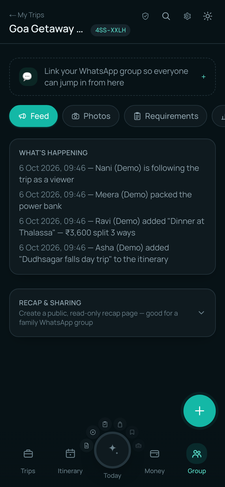 Group activity feed